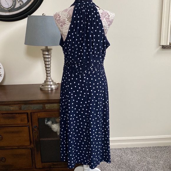 EUC Evan-Picone Navy & White Polka Dot A-Line Dress 12 - Picture 6 of 11